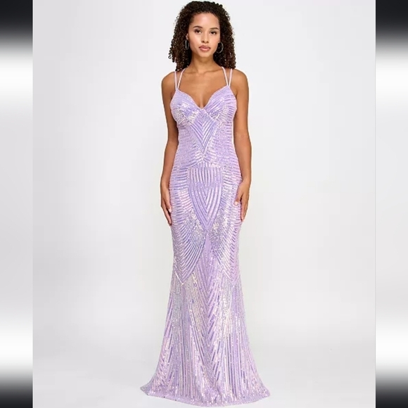 B Darlin Dresses & Skirts - NWOT B. Darlin Juniors Iridescent Sequin Gown in Lilac Purple Size 11/12